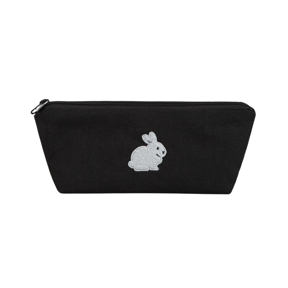 Cute Rabbit Black Boat Style Pencil Cases Pouches School Office Stationery