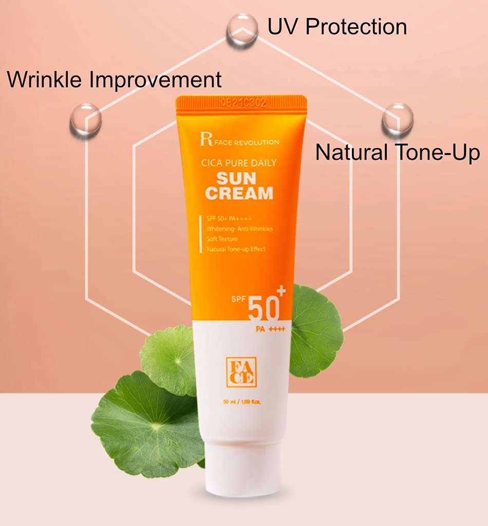 Face Revolution SPF50+ PA++++ Cica Pure Daily Sun Cream Korean facial sunscreen