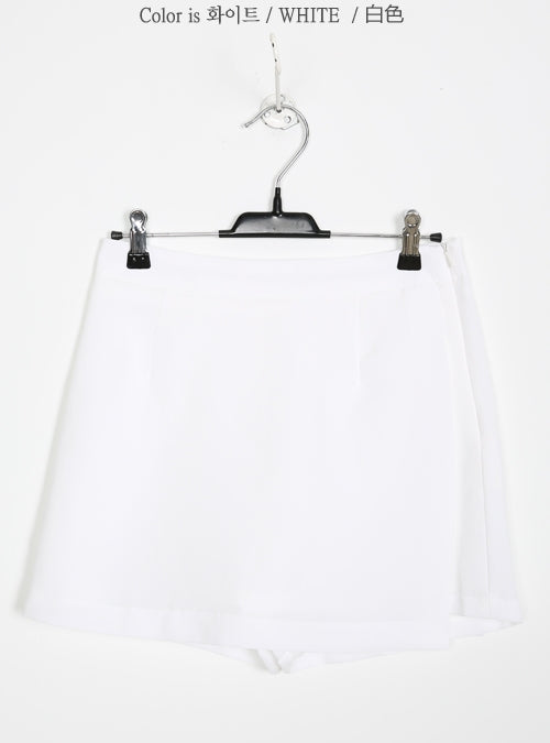 Wrap Linen Shorts Mini Skirts