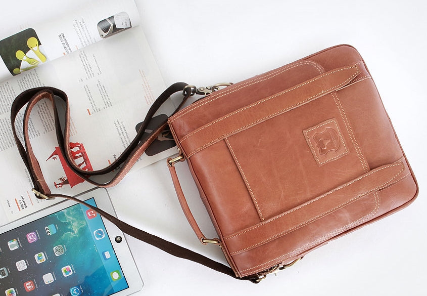 Tan Brown Bull Vintage Genuine Leather Crossbody Bags