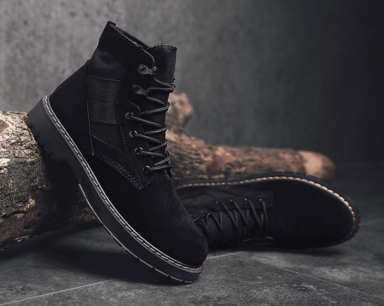 Black Faux Suede Boots Shoes