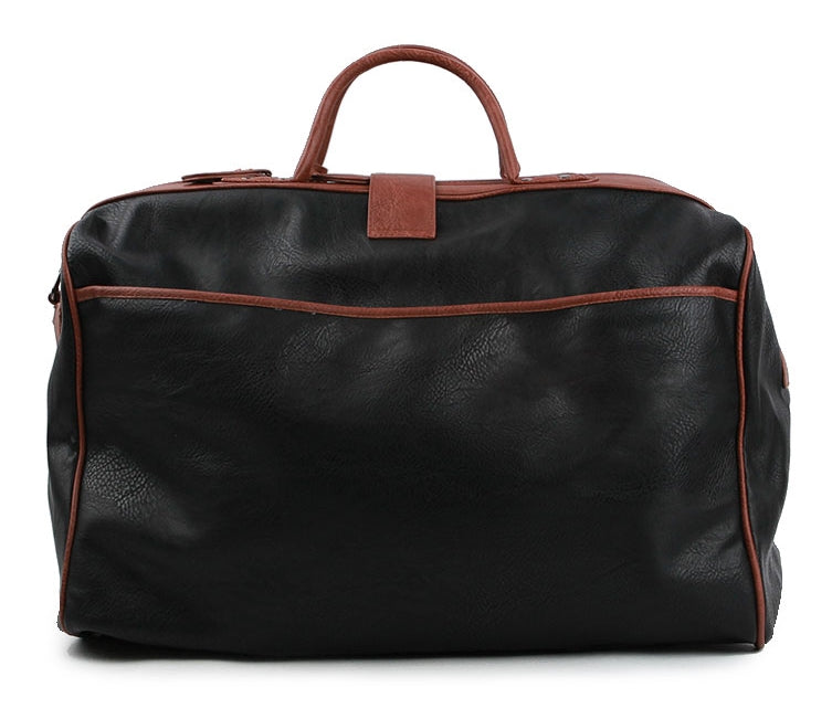 Black Large Travel Vintage Faux Leather Duffle Gym Bags