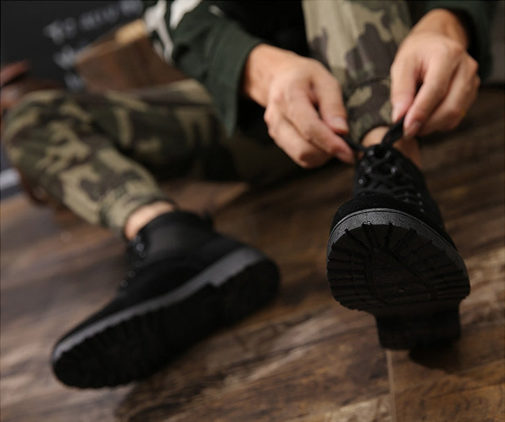 Black Faux Suede Ankle Boots Shoes