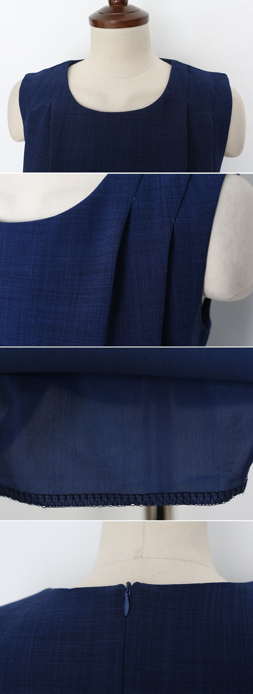 Navy Blue Classic Belted Sheath Dresses