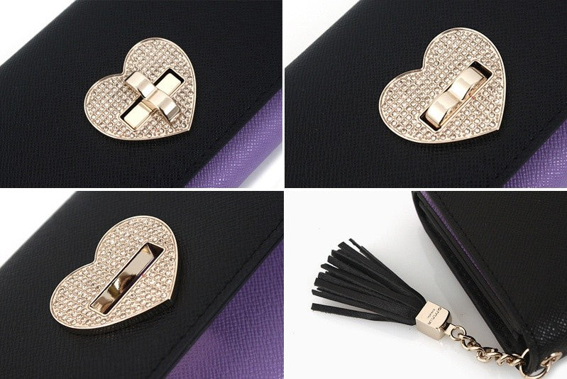 Purple Heart Contrast Leather Wallets