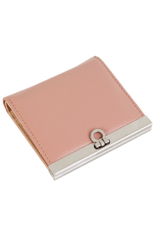 Light Pink Genuine Cowhide Saffiano Leather Bifold Wallets