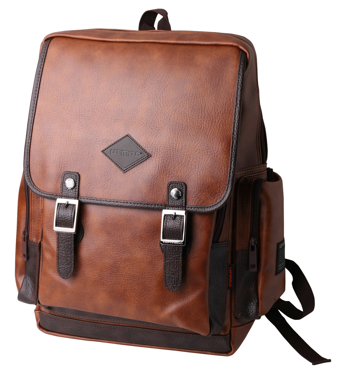 Brown Faux Leather School Backpacks