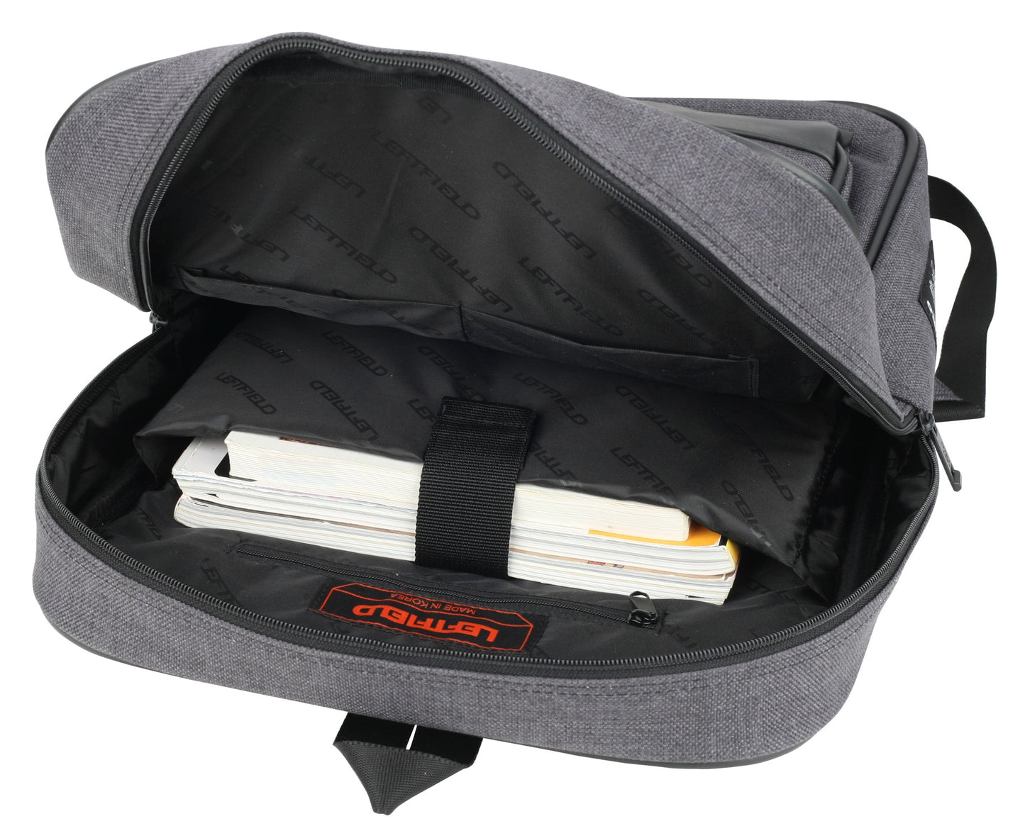 Black Canvas Faux Leather Paneled School Backpacks