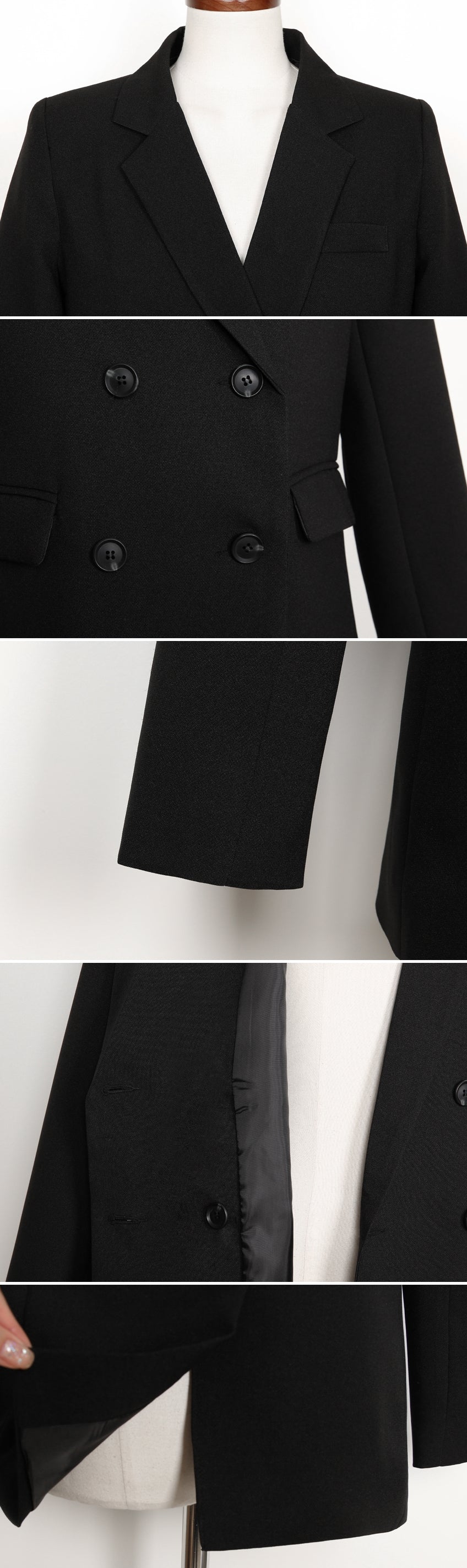 Black Double Breasted Spring Blazers