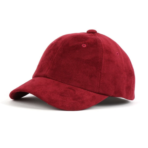 Red Synthetic Suede Baseball Caps
