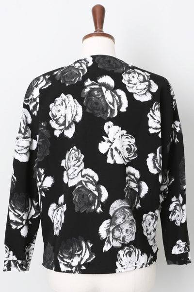 Black Floral V-neck Sheer Long Sleeved Blouses