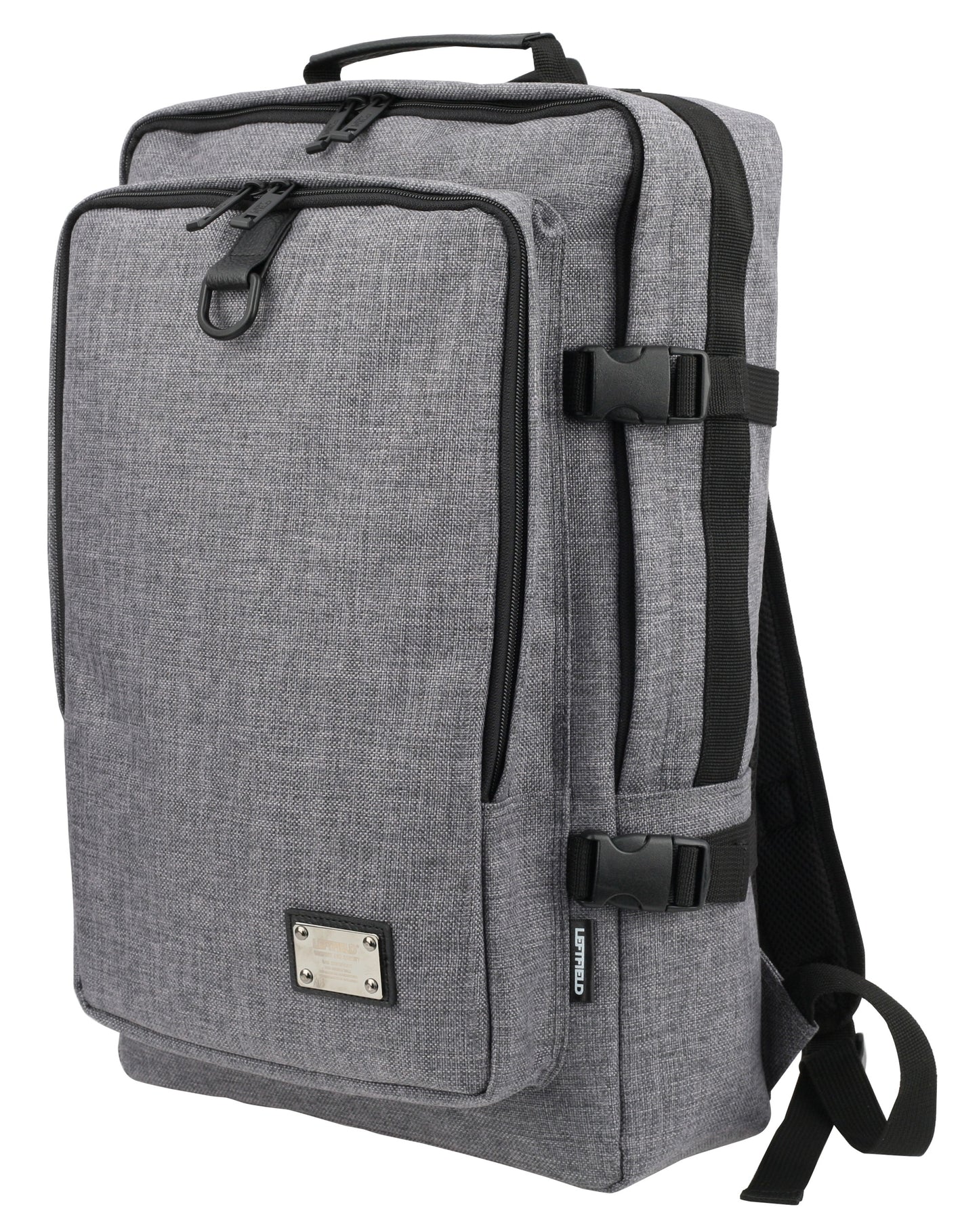 Gray Canvas Buckle School Laptop Backpacks