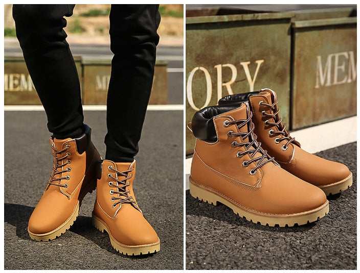 Beige Faux Leather Boots