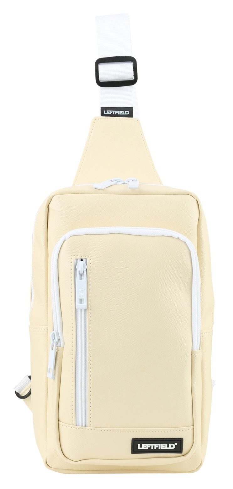 Beige Faux Leather Messengers Sling Bags