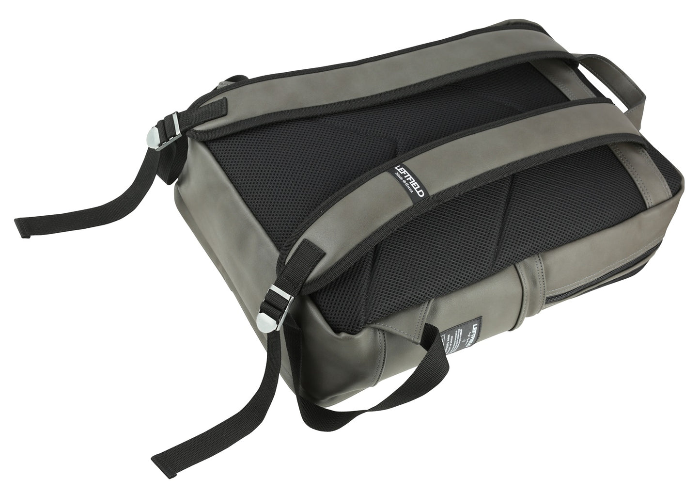 Gray Vertical Line Zipper Faux Leather Backpacks