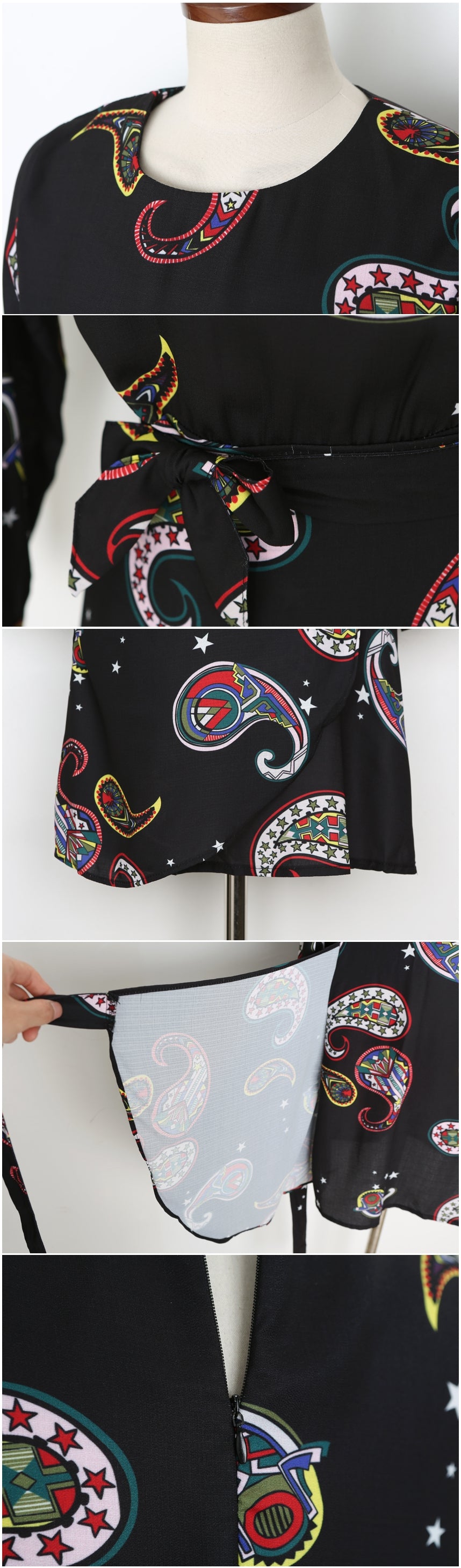 Black Paisley Pattern Dresses