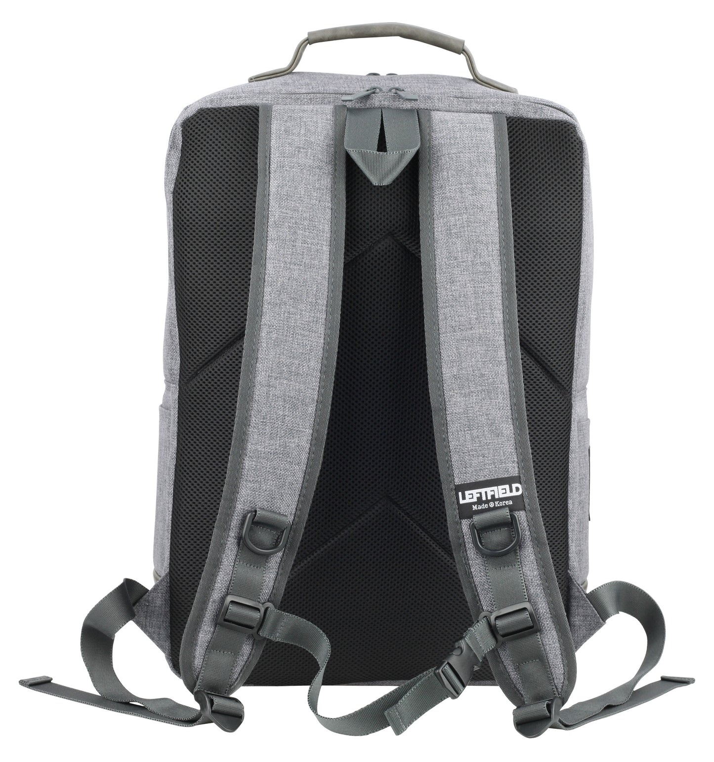 Gray Canvas Faux Leather Paneled Casual Laptop Backpacks