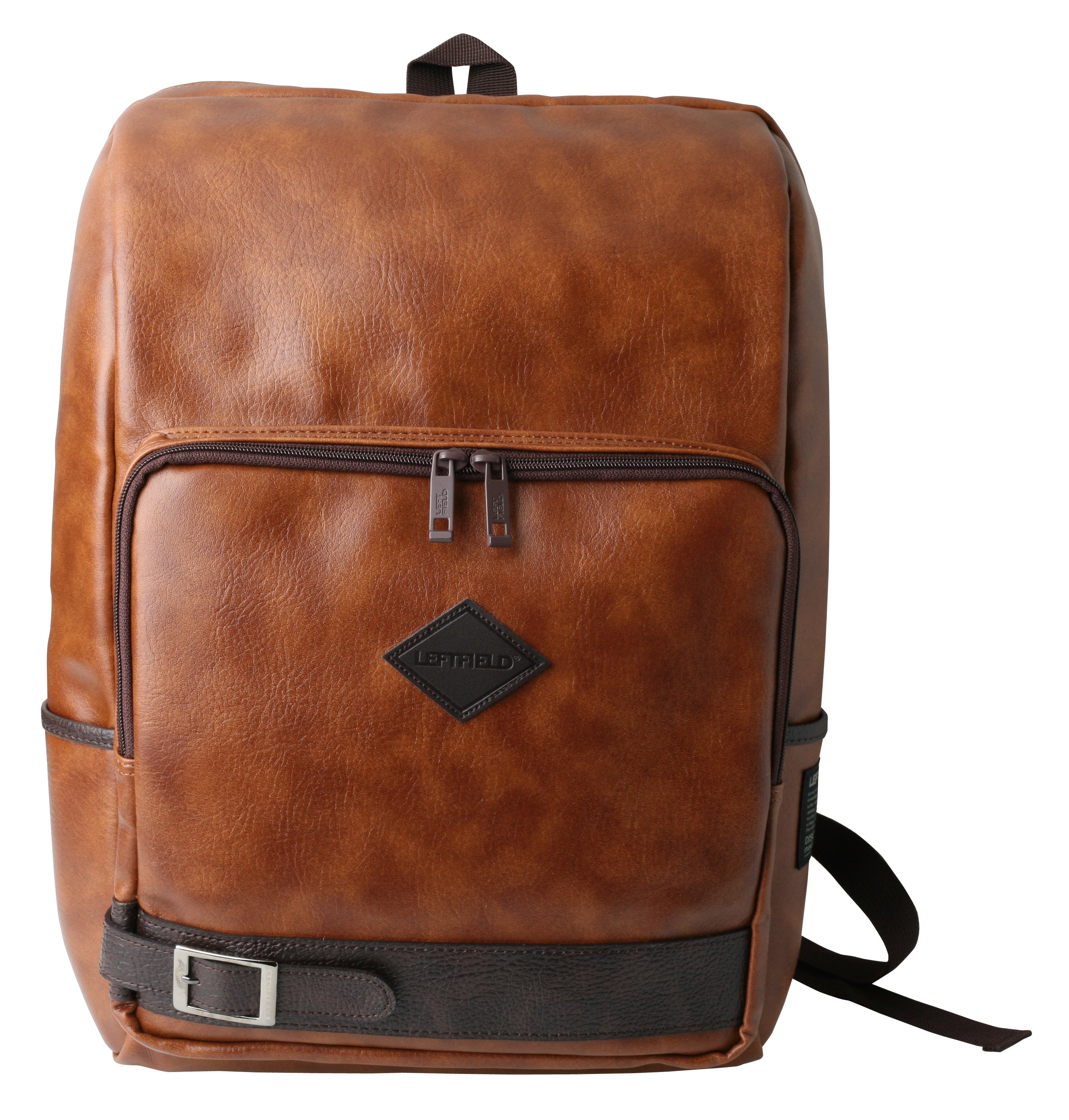 Brown Synthetic Leather Casual Laptop Backpacks