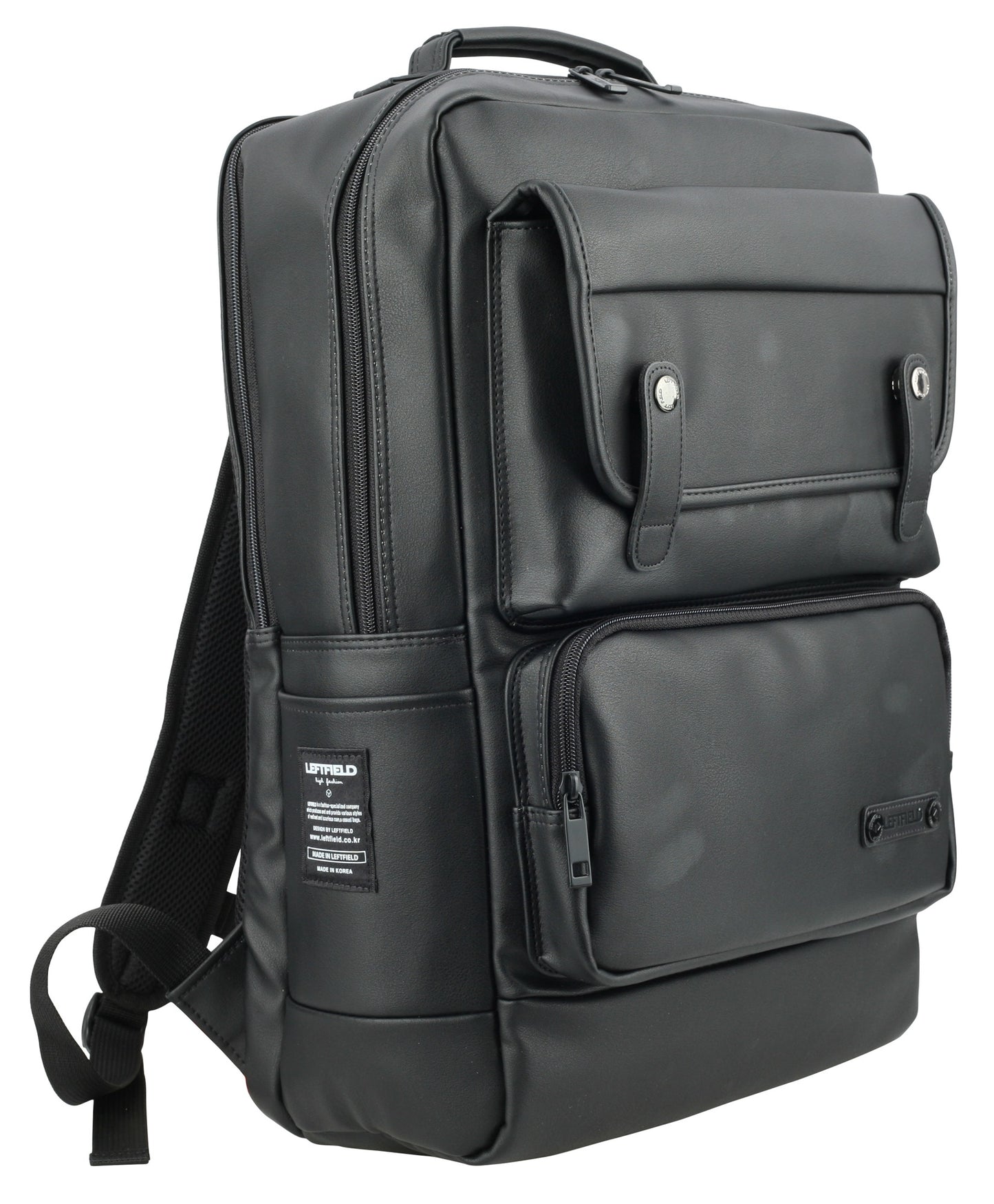 Black Faux Leather Laptop School Backpacks