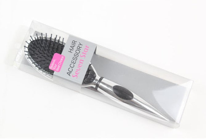 Silver Hair Brushes Comb Handle Anti-Static Oval Scalp Massager