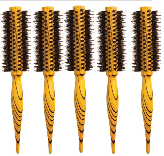 TX-Packing Large Roll Hair 5Pcs Brushes Drying Styling Natural Wooden