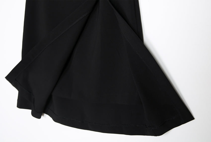 Black Belted Buckle Slit Skirts