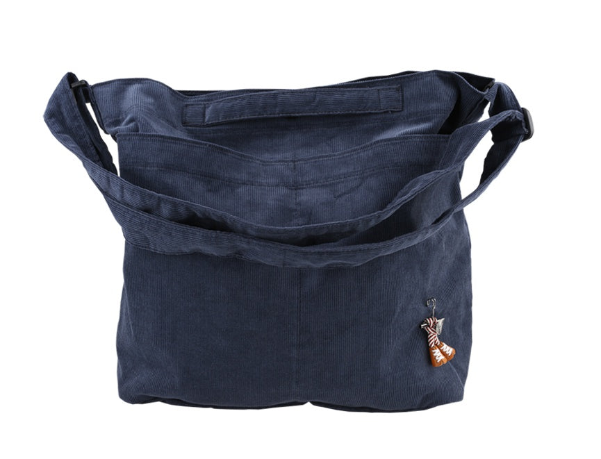 Navy Blue Unisex Corduroy Crossbody Bags
