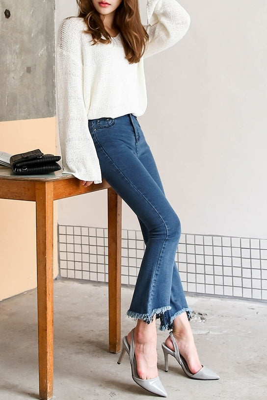 Vintage High-Rise Fringed Jeans
