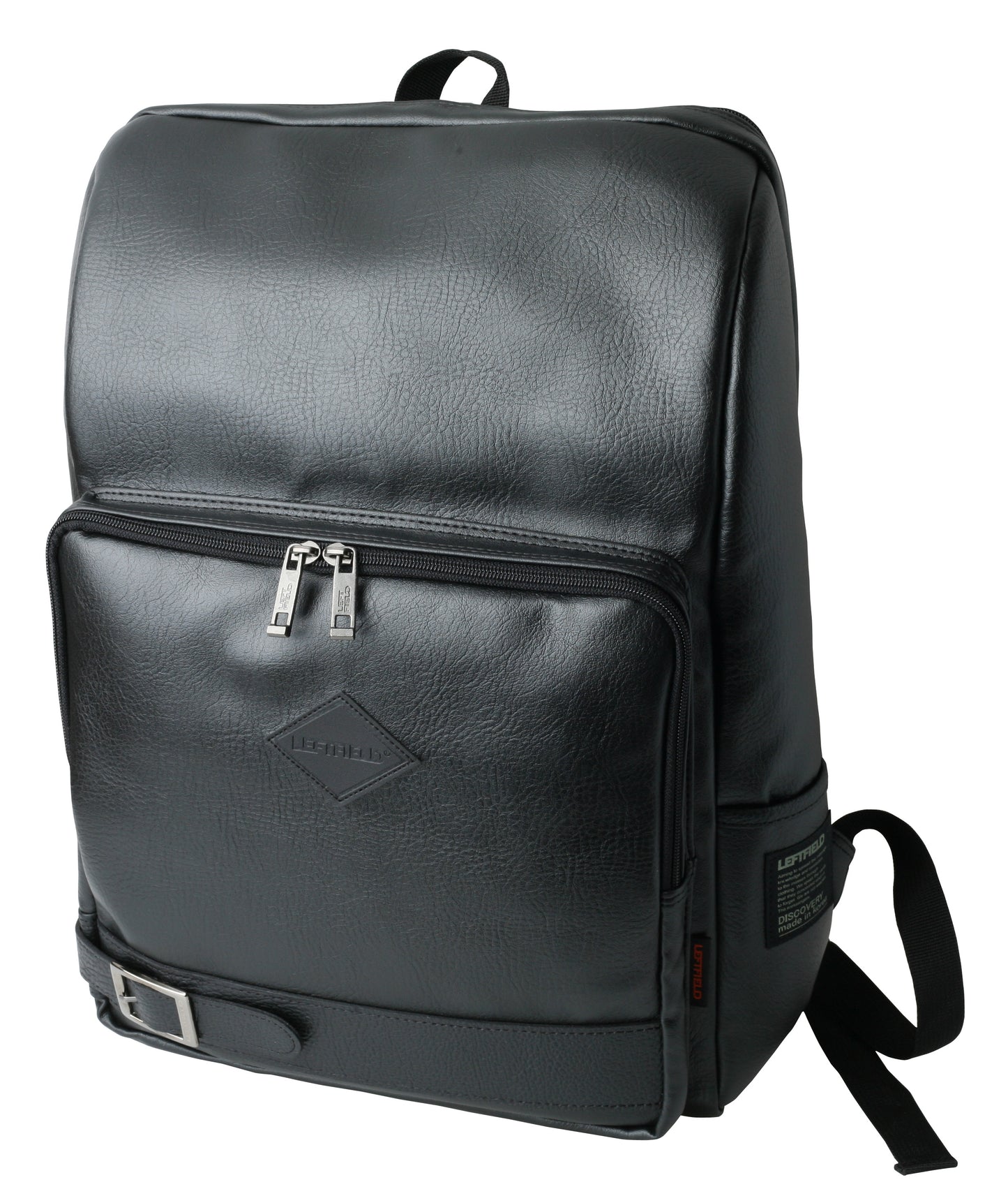 Black Synthetic Leather Casual Laptop Backpacks