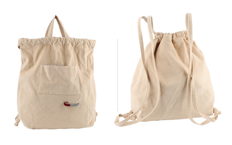 Beige Corduroy Multi Totes Backpacks