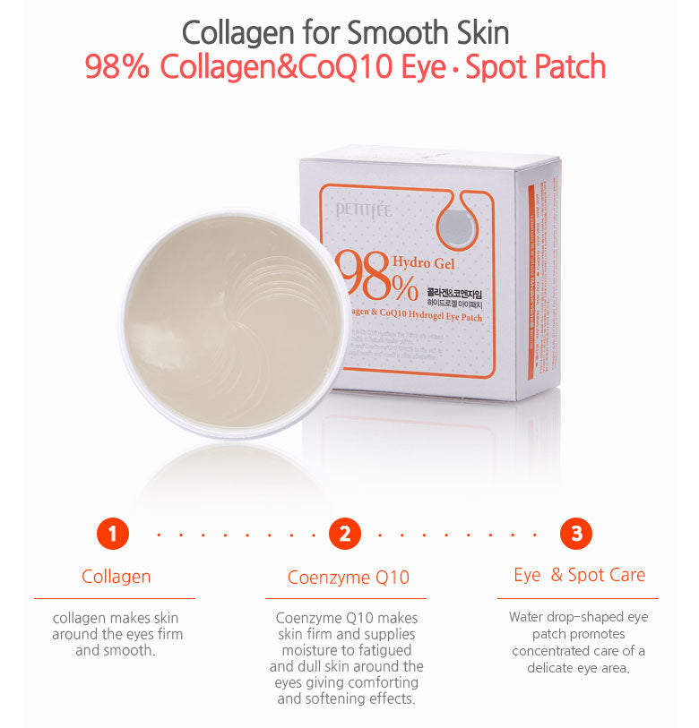 Petitfee 98% Hydro Gel Collagen & CoQ10 Hydrogel Eye Patches 60count