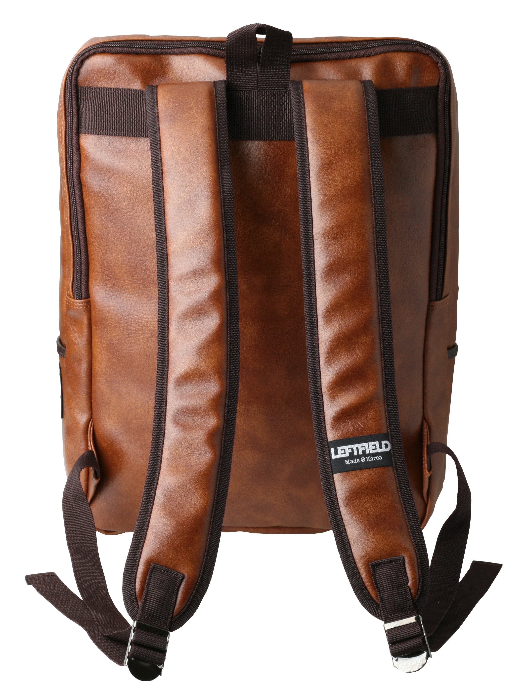 Brown Synthetic Leather Casual Laptop Backpacks
