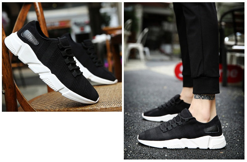 Black Cotton Lace-up Tennis Shoes Sneakers
