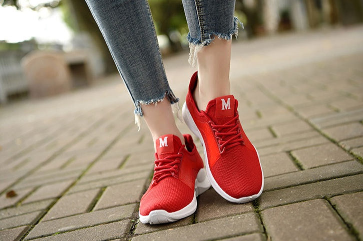 Red Unisex Athletic Sneakers Shoes