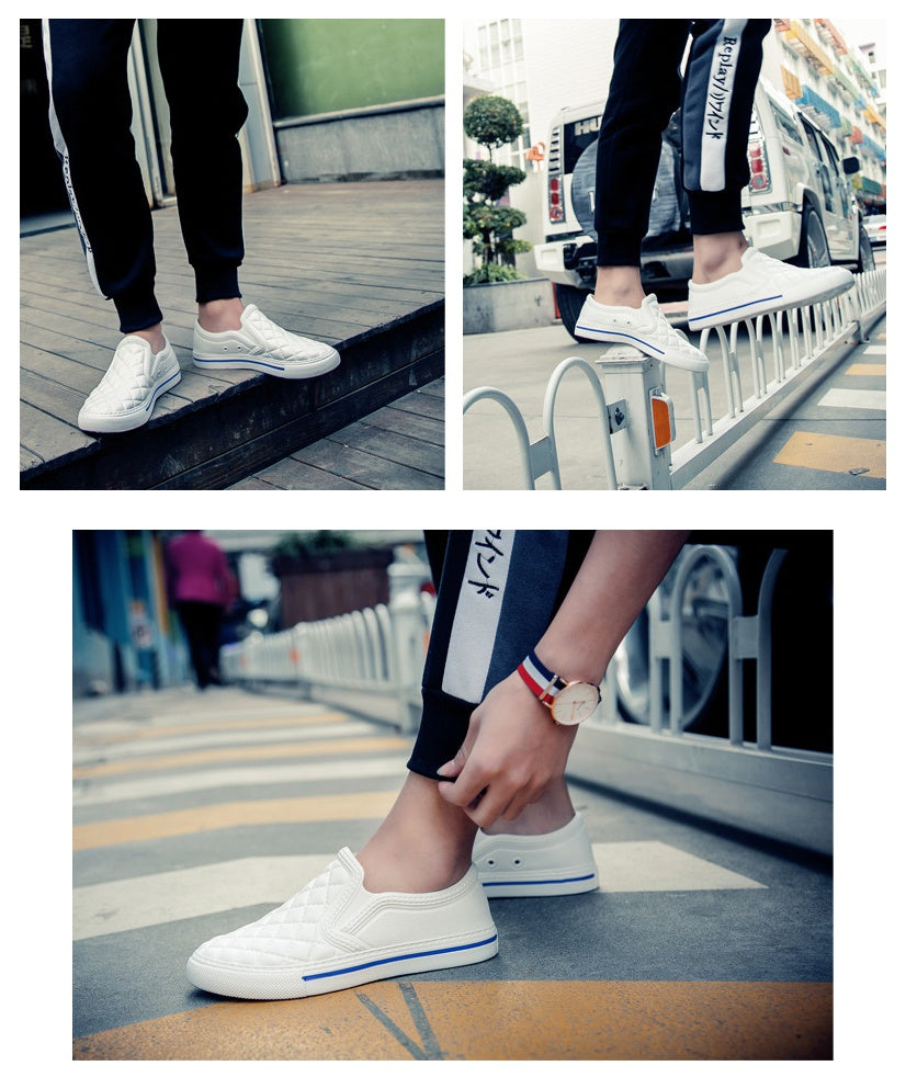 Unisex Quilted Faux Leather Slip-ons Shoes