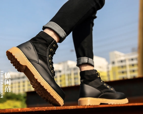 Black Synthetic Leather Boots