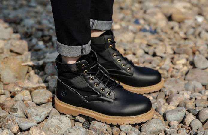 Black Synthetic Leather Boots