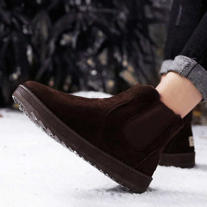 Brown Fur Lining Suede Chelsea Boots