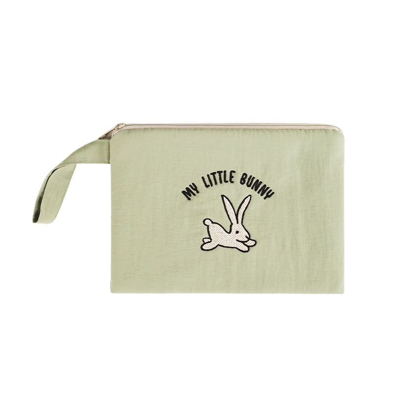 My Little Bunny Graphic Embroidery Airy Hand Strap Pouches Slim Pencil Cases Ultra Light Stationery School Office Cosmetics Bags Gifts Bags Purses Students Cute Teens Girls