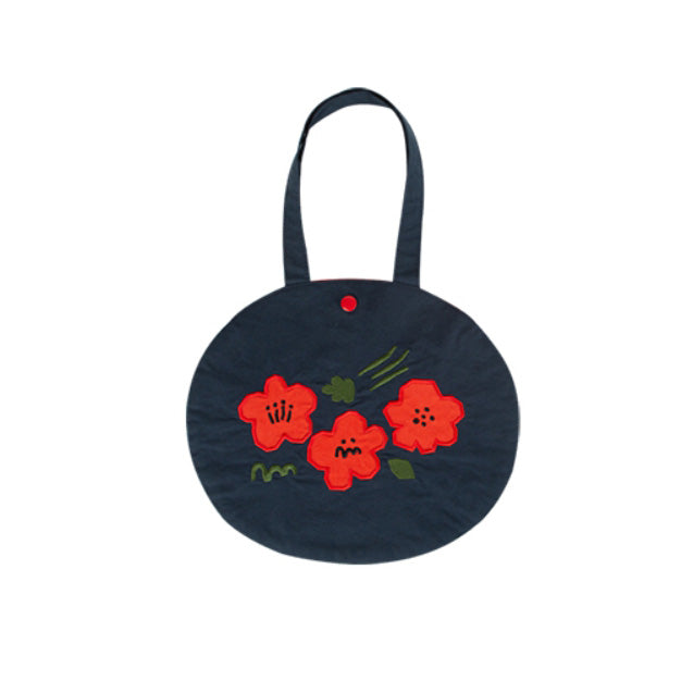 Navy Orange Circle Bag Womens Totes Handbags Purses Fabric Cute Girls Artists Design Female Casual Light Gifts Foldable Bookbags Cotton Embroidery Rounded