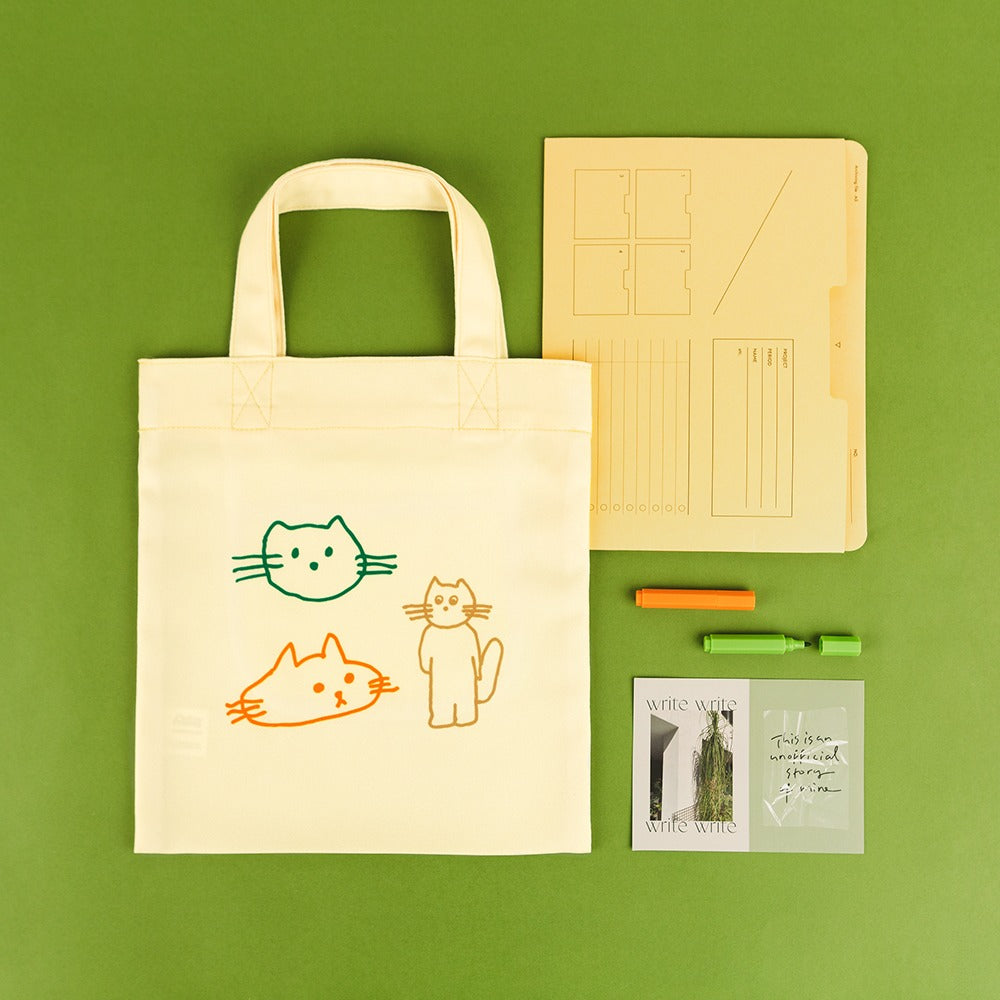 Ivory Mini Ecobag Cat Printing Totes Handbags Cute Purses Casual Picnic