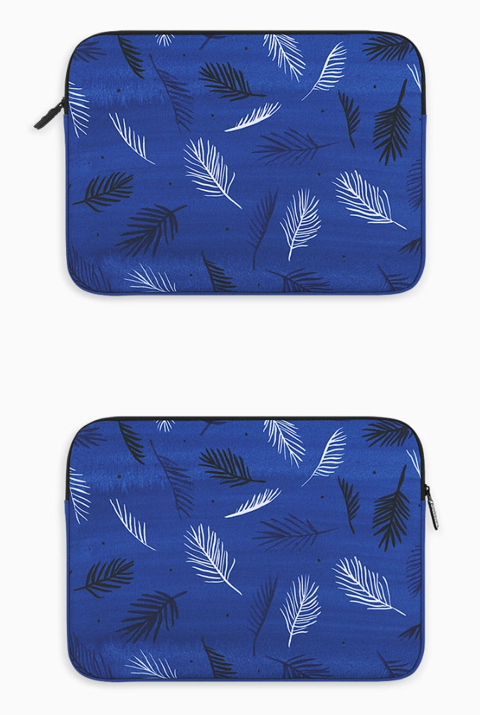 Blue Leaf Leaves Graphic Laptop Sleeves 11" 13" 15" inch Cases Protective Covers Handbags Square Pouches Designer Artist Prints Cute Lightweight School Collage Office Zipper Fashion Unique Gifts Couple Items Skins