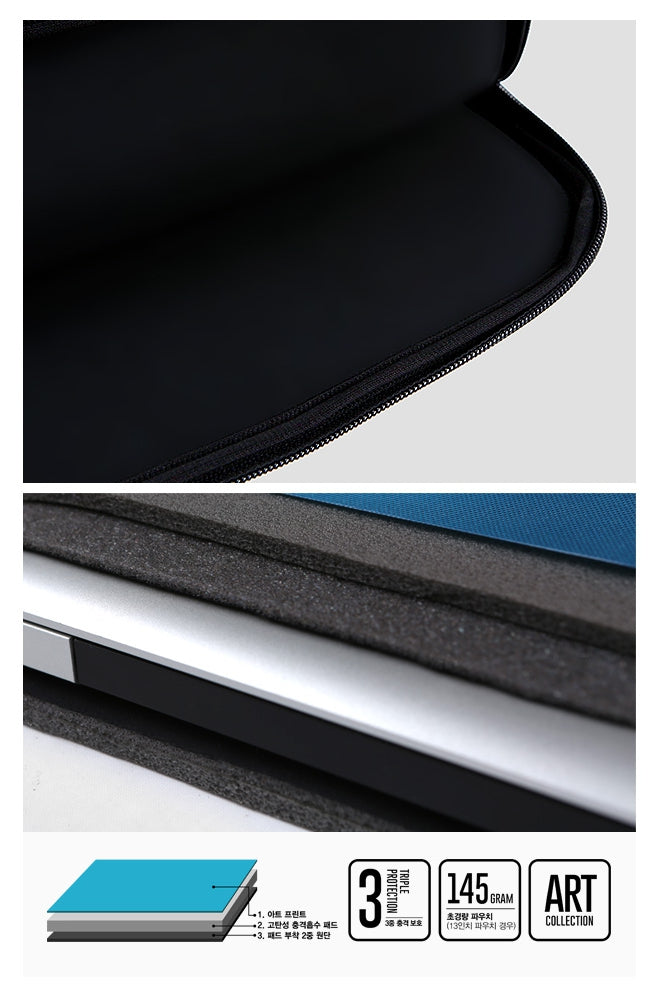 Blue Kuma Graphic Laptop Sleeves iPad 11" 13" 15" inch Cases Protective Covers Handbags Square Pouches Designer Artist Prints Cute Lightweight School Collage Office Zipper Fashion Unique Gifts