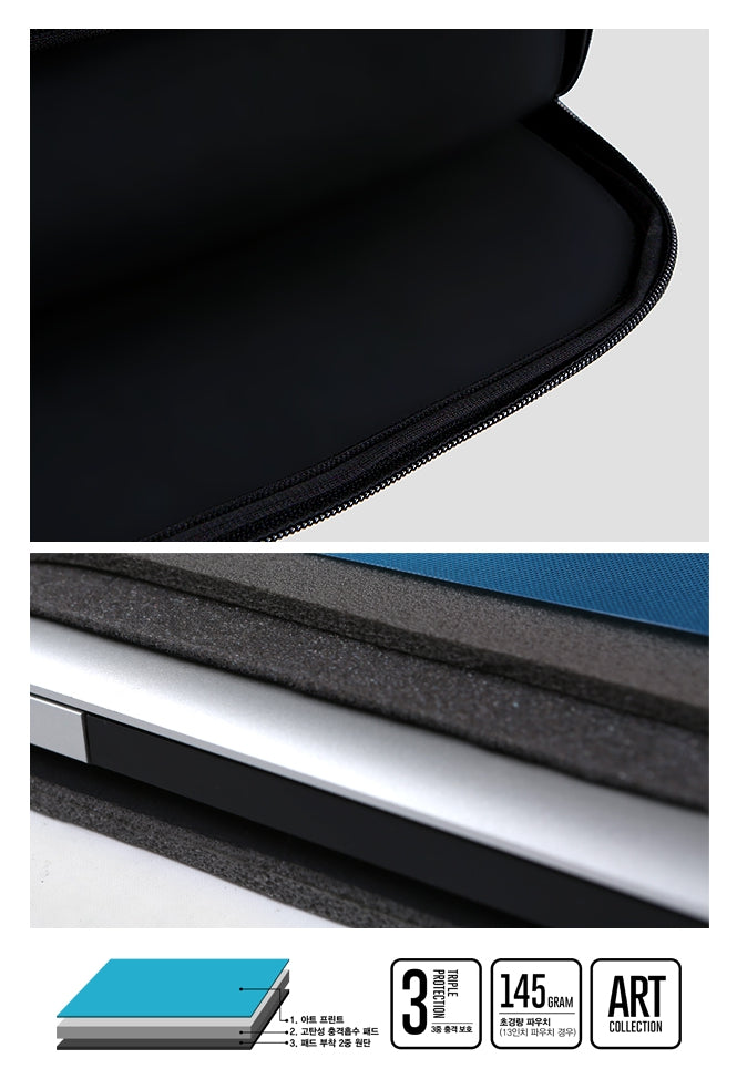 Light Blue Graphic Laptop Sleeves 13" 15" inch Cases Protective Covers Handbags Square Pouches Designer Artist Prints Cute Lightweight School Collage Office Zipper Fashion Gifts