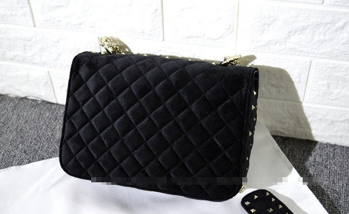 Black Red Velvet Kpop Girl Irene Studded Chain Crossbody Handbag Purse