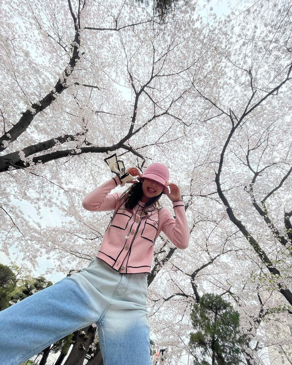 Pink Blackpink Jennie Cherry Blossom Cardigans Luxury Sweaters Outfits