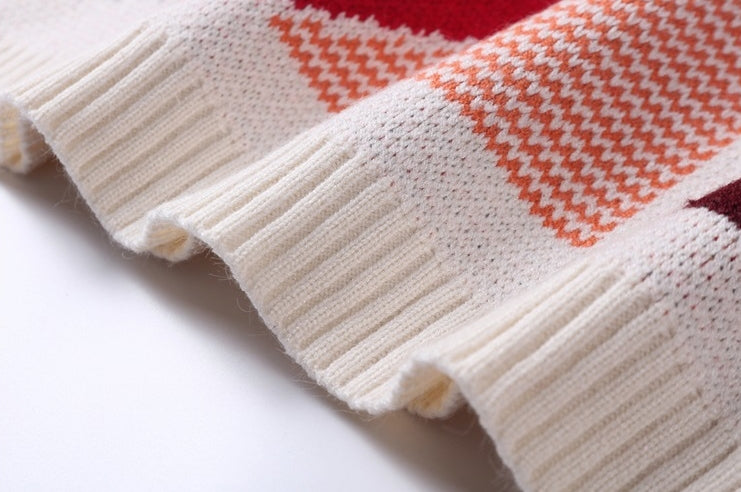 White Multi-Colored Blackpink Jenny Casual Abstract Sweaters Crew Neck