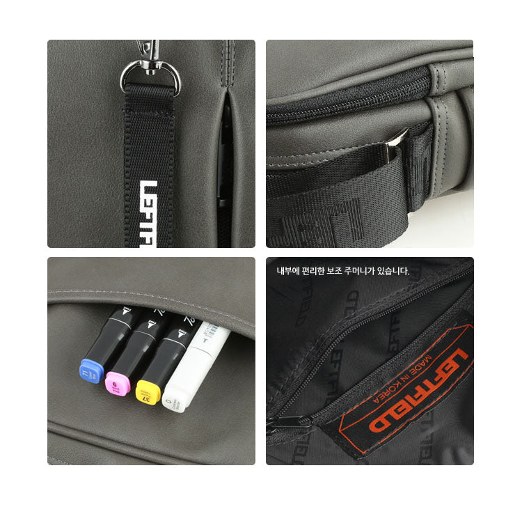 Black Gray Mini Faux Leather Travel Crossbody Bags Messengers Mens Casual Business