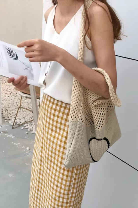 Casual Sweater Shopper Handbags Womens Knitted Shoudler Purses