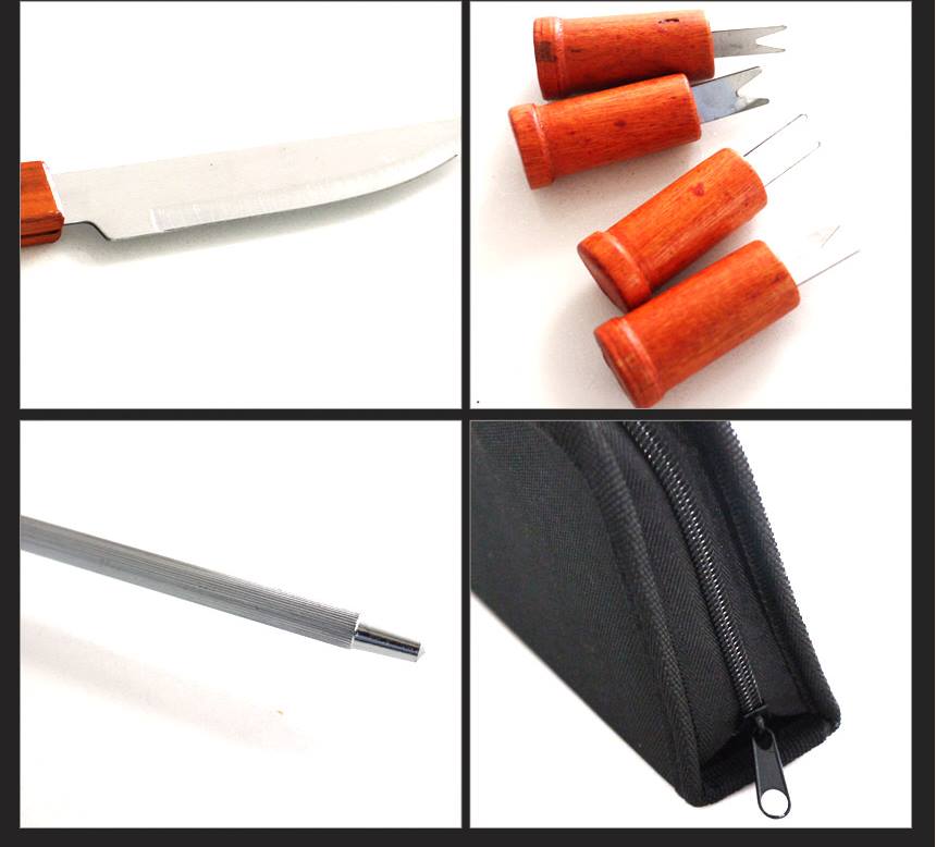 Camping Barbecue Set Wooden Cookware kitchenware Including bag